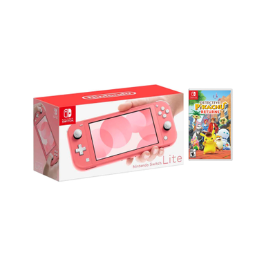 Nintendo Switch Lite Coral + Detective Pikachu Returns Bundle