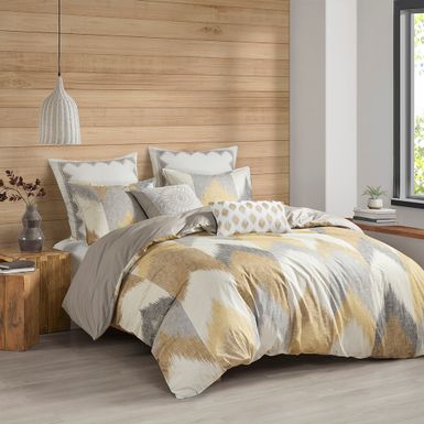 Yellow Alpine 3 Piece Duvet Cover Mini Set, Full/Queen