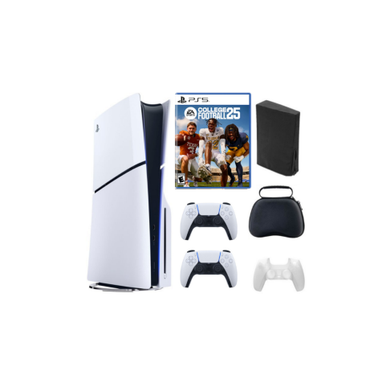 Playstation 5 Slim + College Football 25 Bundle with Extra Controller, Accessories