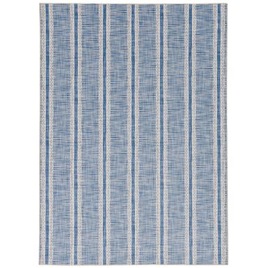 Winsor Ivory And Blue 5X7 Washable Area Rug