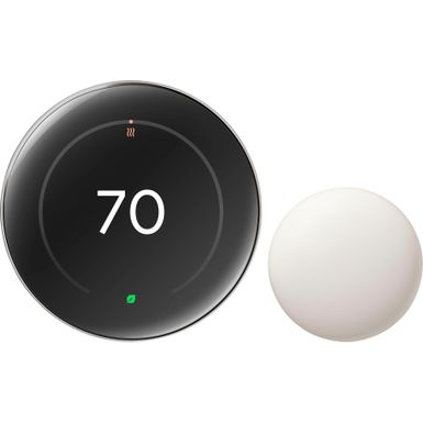 Google - Nest Learning Thermostat (4th gen) with Nest Temperature Sensor (2nd gen) - Polished Silver