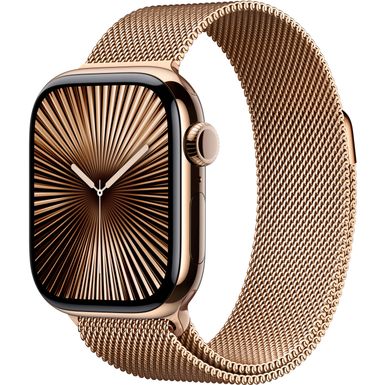 Apple Watch Series 10 (GPS+Cellular) 42mm Titanium Case with Gold Milanese Loop - Gold