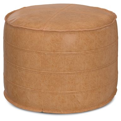 Simpli Home - Brody 20 Inch Round Pouf - Distressed Brown