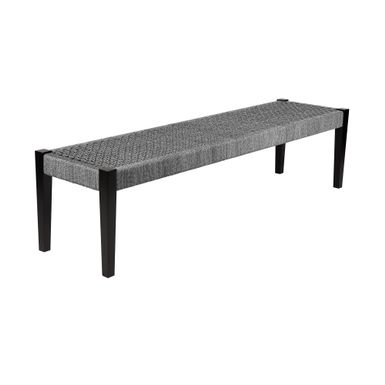 Camino Indoor Outdoor Dining Bench in Eucalyptus Wood and Gray Rope