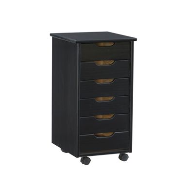 Carlisle Black Six Drawer Rolling Storage Cart Black