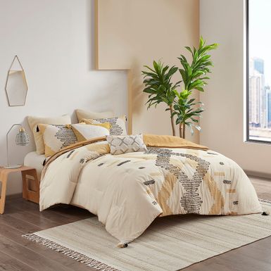 Yellow Arizona 3 Piece Cotton Comforter Set, Full/Queen