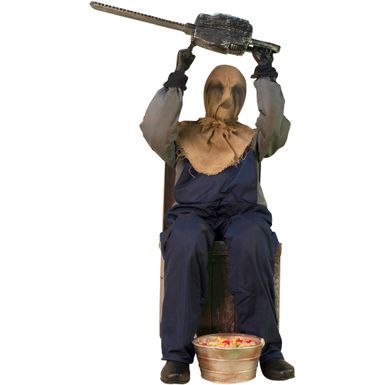 Motion Activated Chainsaw Rusty by Tekky, Indoor or Covered Outdoor Premium Halloween Animatronic, Plug-In or Battery