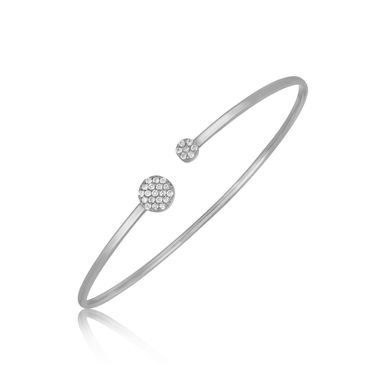 14k White Gold High Polish Diamond Cluster Bangle (2mm)