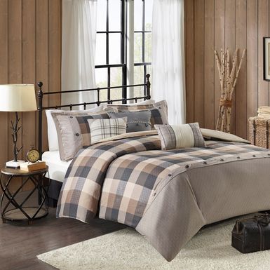 Neutral Ridge 6 Piece Herringbone Duvet Cover Set King/Cal King