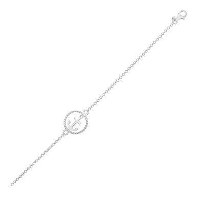 Sterling Silver Bracelet with Anchor (7.25 Inch)