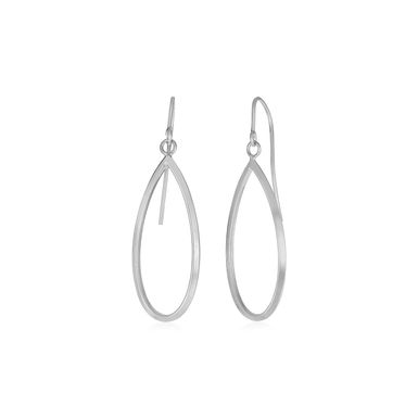 14k White Gold Earrings with Polished Open Teardrop Dangles