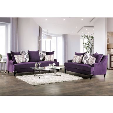 Transitional Chenille Sloped Arms 2-Piece Sofa Set