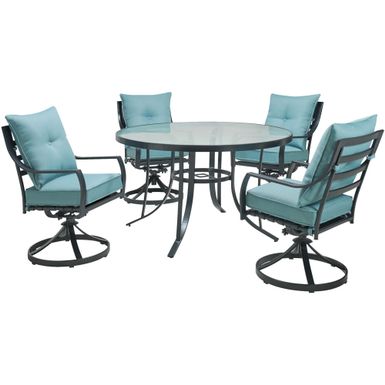 Lavallette 5pc: 4 Swivel Dining Chairs and Round Glass Table