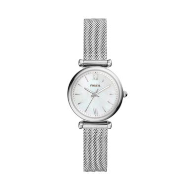 Fossil  - Ladies Carlie Mini Stainless Steel Mesh Watch Mother-of-Pearl Dial