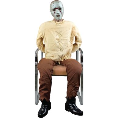 Motion-Activated Thrashing Prisoner by Tekky, Sitting Premium Halloween Animatronic, Plug-In or Battery