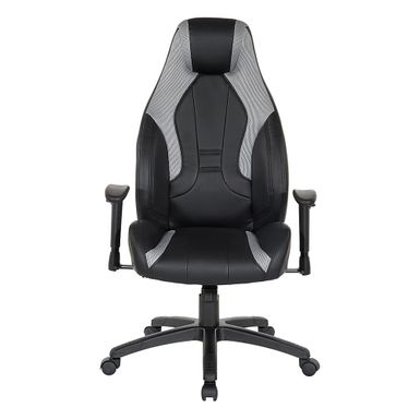 OSP Home Furnishings - Commander Gaming Chair in Black Faux Leather and Grey Accents - Gray