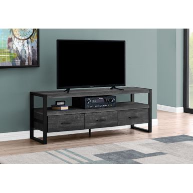 TV Stand/ 60 Inch/ Console/ Media Entertainment Center/ Storage Drawers/ Living Room/ Bedroom/ Metal/ Laminate/ Black/ Contemporary/ Modern