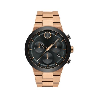 Movado - Mens BOLD Fusion Chronograph Bronze IP Stainless Steel Watch Black Dial