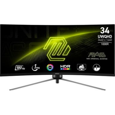 MSI - MAG345CQR 34" Curved Ultra Wild QHD 180Hz 1ms Adaptive Sync Gaming Monitor with HDR ready (DisplayPort, HDMI, ) - Black