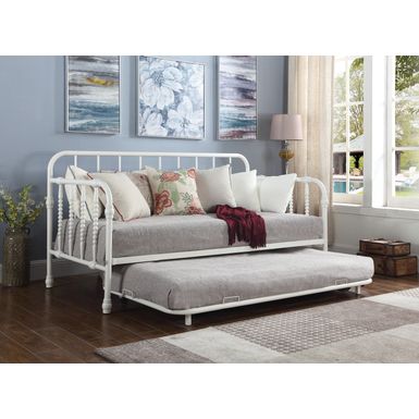 Twin Metal Daybed with Trundle White