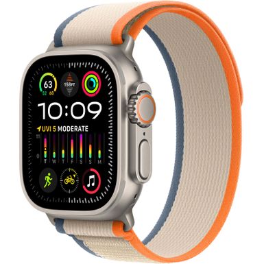 Apple Watch Ultra 2 GPS + Cellular 49mm Titanium Case with Orange/Beige Trail Loop (Medium/Large) - Silver