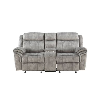 ACME Zubaida Motion Loveseat & Console w/USB, Two Tone Gray Velvet