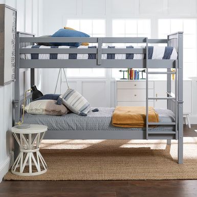 Walker Edison - Solid Wood Twin over Twin Mission Design Bunk Bed - Gray