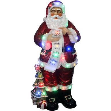 Fraser Hill Farm Indoor/Outdoor Oversized Christmas Decor with Long-Lasting LED Lights, 4-Ft. Santa Claus Holding Naughty & Nice Scroll