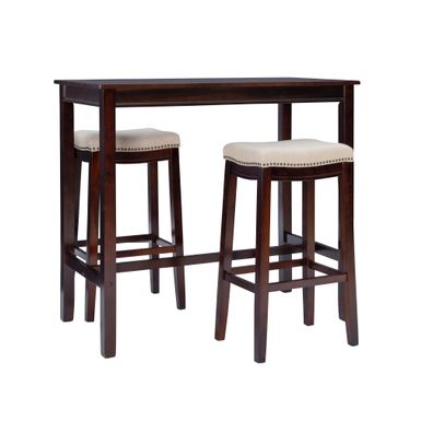 Ansley 3Pc Bar Set Walnut Linen