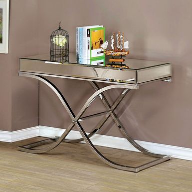 Contemporary Metal Console Table in Chrome