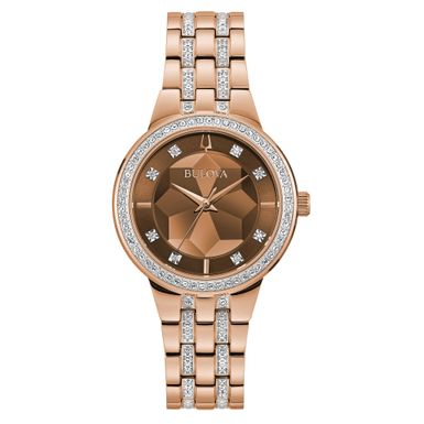 Bulova - Ladies Phantom Rose Gold Swarovski Crystal Watch 3D Rose Gold Dial