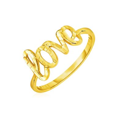 14k Yellow Gold Ring with Love (Size 7)