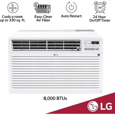 LG - 330 Sq. Ft. 8000 BTU In Wall Air Conditioner with Remote - White