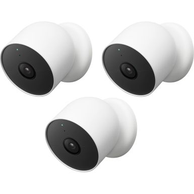 Google - Nest Cam 3 Pack Indoor/Outdoor Wire Free Security Cameras - Snow