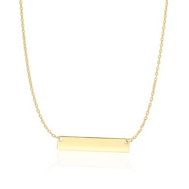 14k Yellow Gold Smooth Flat Horizontal Bar Style Necklace (18 Inch)