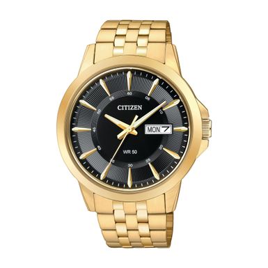 Citizen  - Mens Quartz Gold-Tone Stainless Steel Watch Black Dial