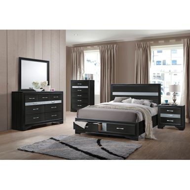 ACME Naima Eastern King Bed w/Storage, Black