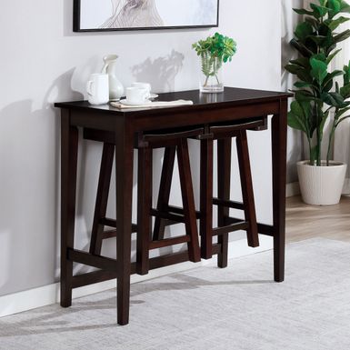 Transitional Wood 3-Piece Counter Height Table Set in Espresso