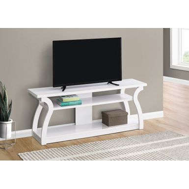 TV Stand/ 60 Inch/ Console/ Media Entertainment Center/ Storage Shelves/ Living Room/ Bedroom/ Laminate/ White/ Contemporary/ Modern