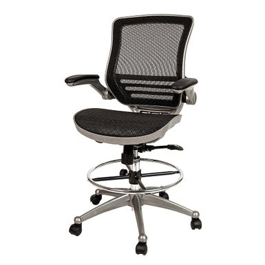 Alamont Home - Waylon Modern Mesh Drafting Stool - Black Mesh/Graphite Silver Frame