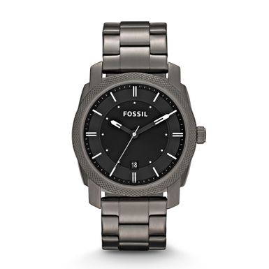 Fossil  - Mens Machine Smoke Stainless Steel Watch Black Dial