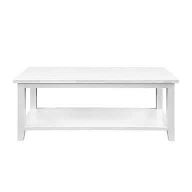 Walker Edison - Modern Minimal Coffee Table with Lower Shelf - Solid White