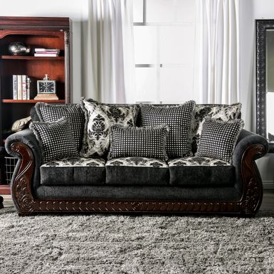 Traditional Chenille Rolled Arms Sofa in Light Gray