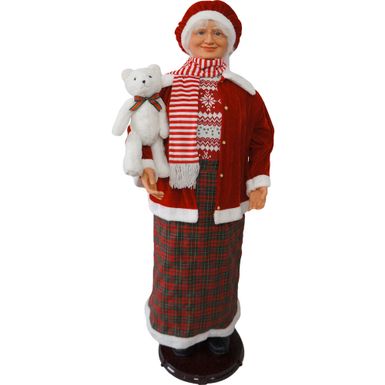 58" Dancing Mrs. Claus with Teddy Bear (Dancing/Music)