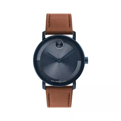 image of Movado - Men's Bold Evolution 2.0 Navy & Cognac Leather Strap Watch Navy Dial with sku:3601093-powersales