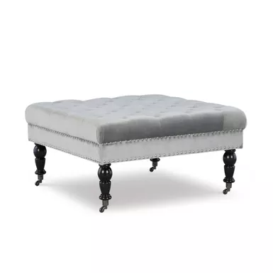 Sybil Square Ottoman Grey Velvet