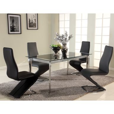 image of Christopher Knight Home Tamra Black Pop-Up Extension Glass Dining Table - Tamra Black Glass Dining Table with sku:laykxn9rcraa5afsnngpqgstd8mu7mbs-overstock