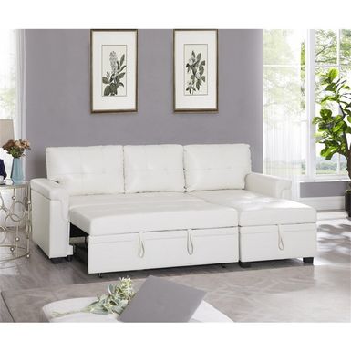 Naomi Home Laura Sectional Sleeper Sofa - Elegant L-Shaped Couch - Convertible Pull-Out Bed, Ample Storage, Sturdy Construction - Gray,...