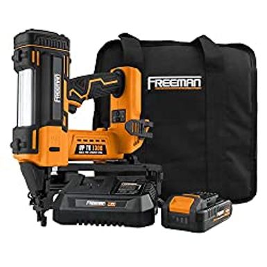 image of Freeman PE20VFN64 20 Volt Cordless 16-Gauge 2-1/2" Straight Finish Nailer Kit with Lithium Ion Battery, Charger, Bag, and Nails (200 Count) – 1300 Shots per Charge with sku:b09ttsj7qv-amazon