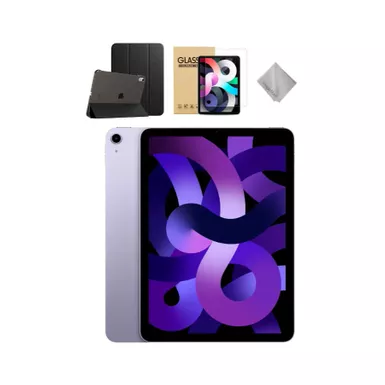 image of Apple - 10.9-Inch iPad Air - Latest Model - (5th Generation) with Wi-Fi - 64GB - Purple With Black Case Bundle with sku:mme23blk-streamline